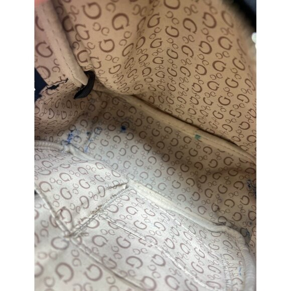 Guess Pandore Womens Mini Backpack Purse Signature Logo Print Beige & Black - Picture 6 of 6